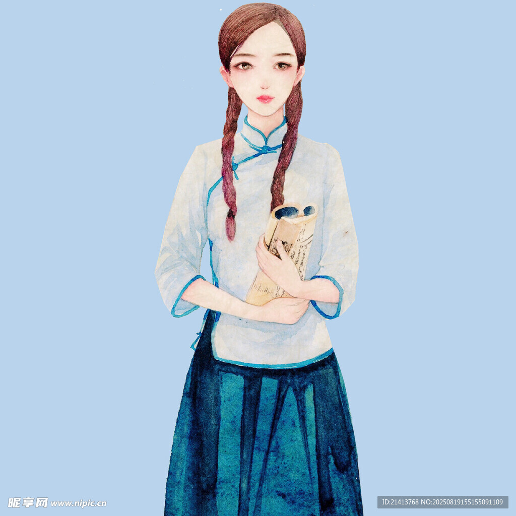 民國(guó)風(fēng)持書(shū)少女形象