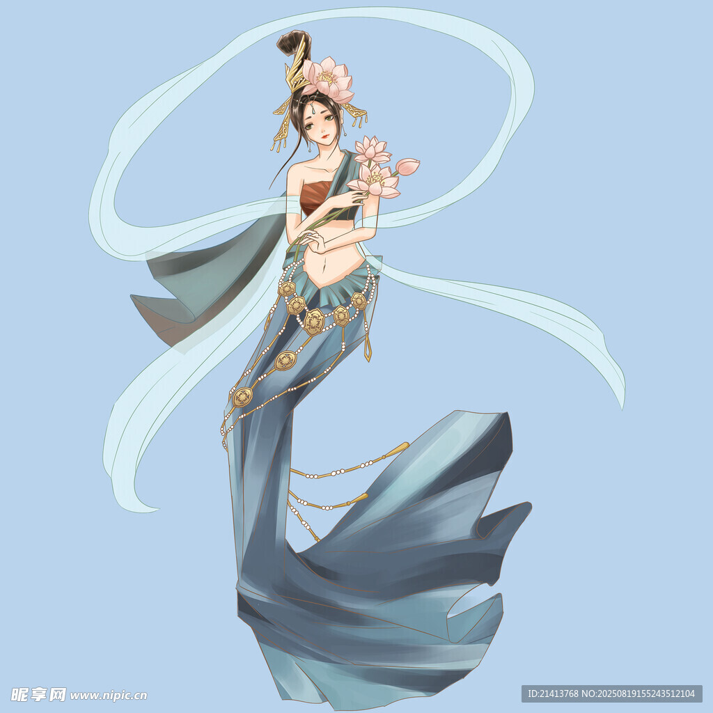 敦煌飛天神女飄逸起舞