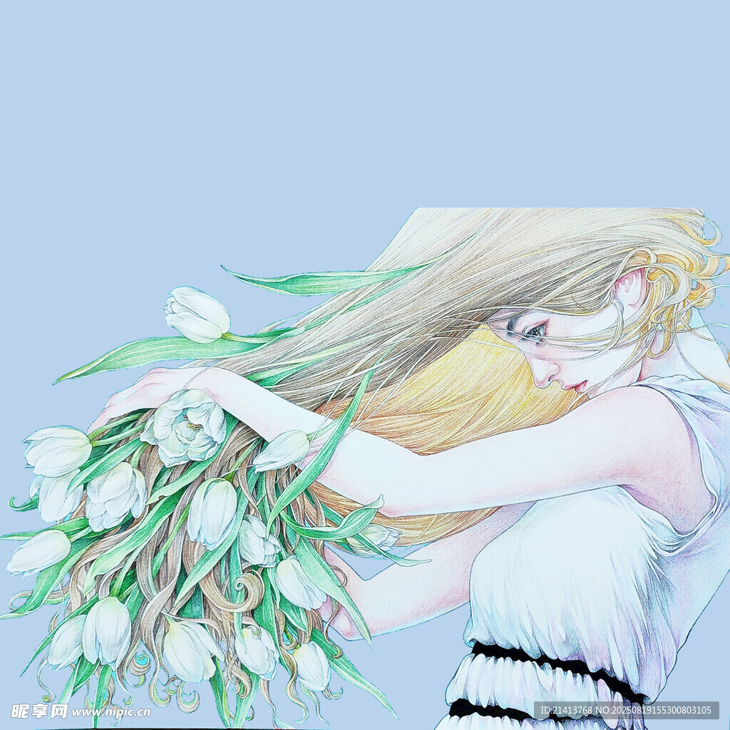 持花少女的夢(mèng)幻姿態(tài)