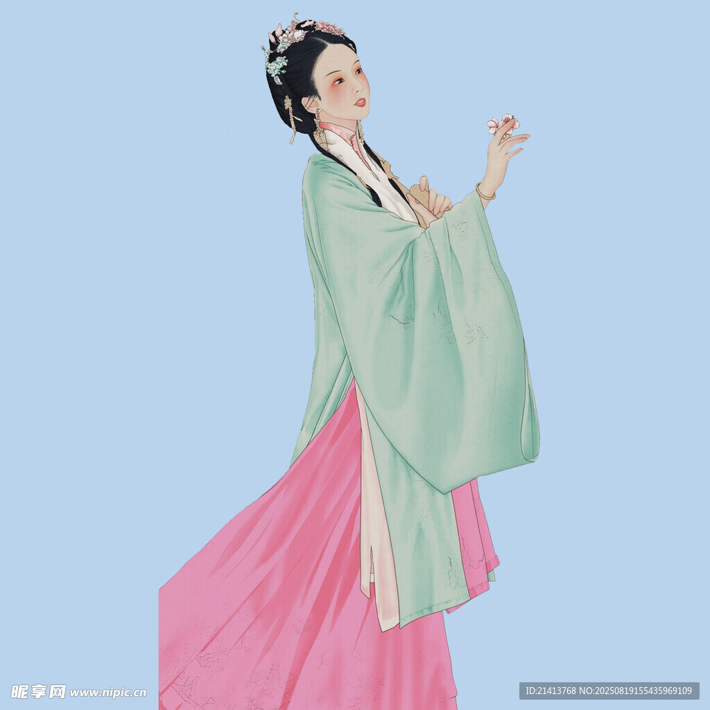 古典女子身著漢服優(yōu)雅起舞
