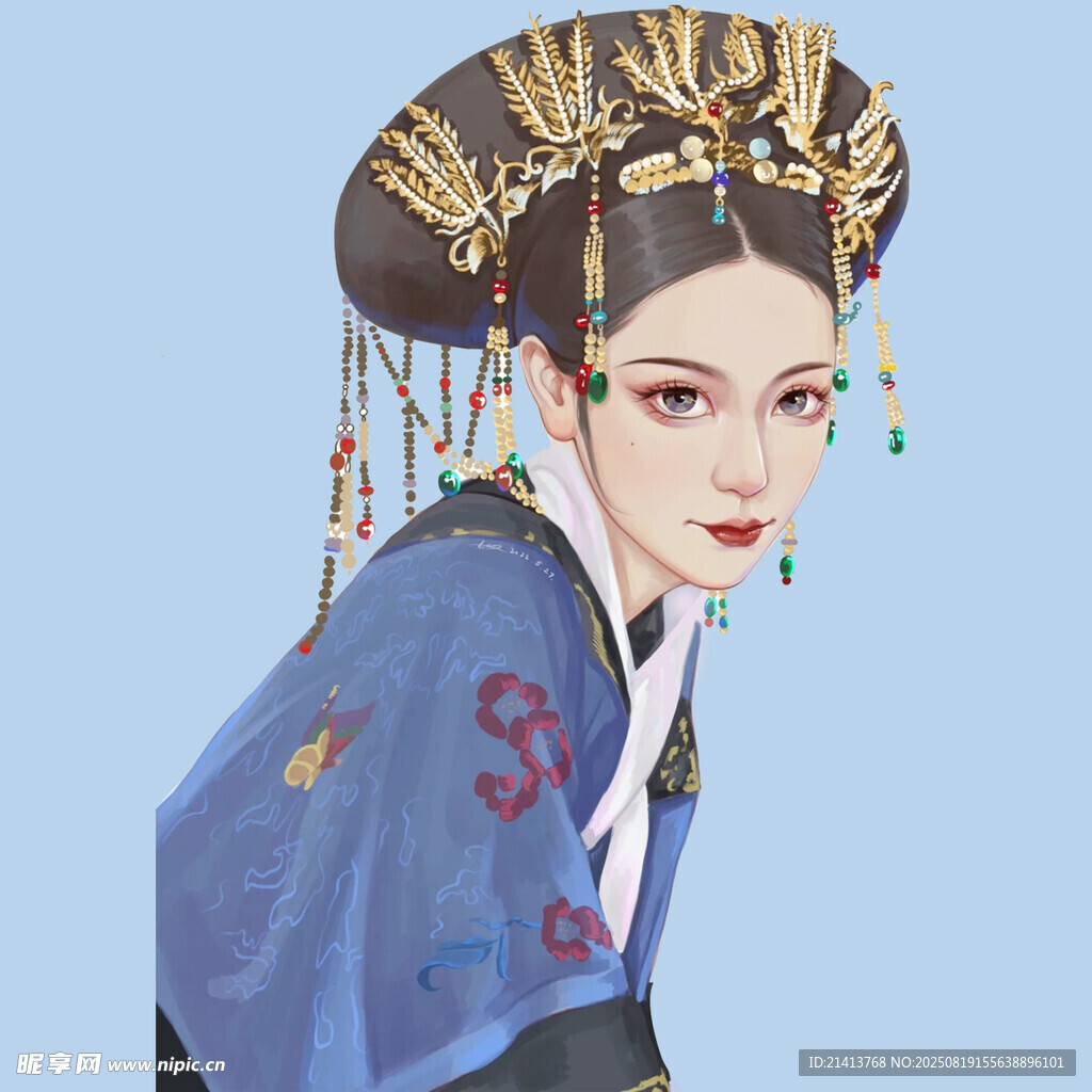 古風旗裝女子華麗扮相