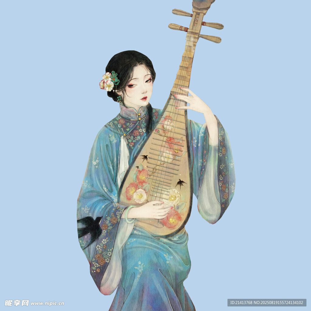 古風女子優(yōu)雅彈奏琵琶