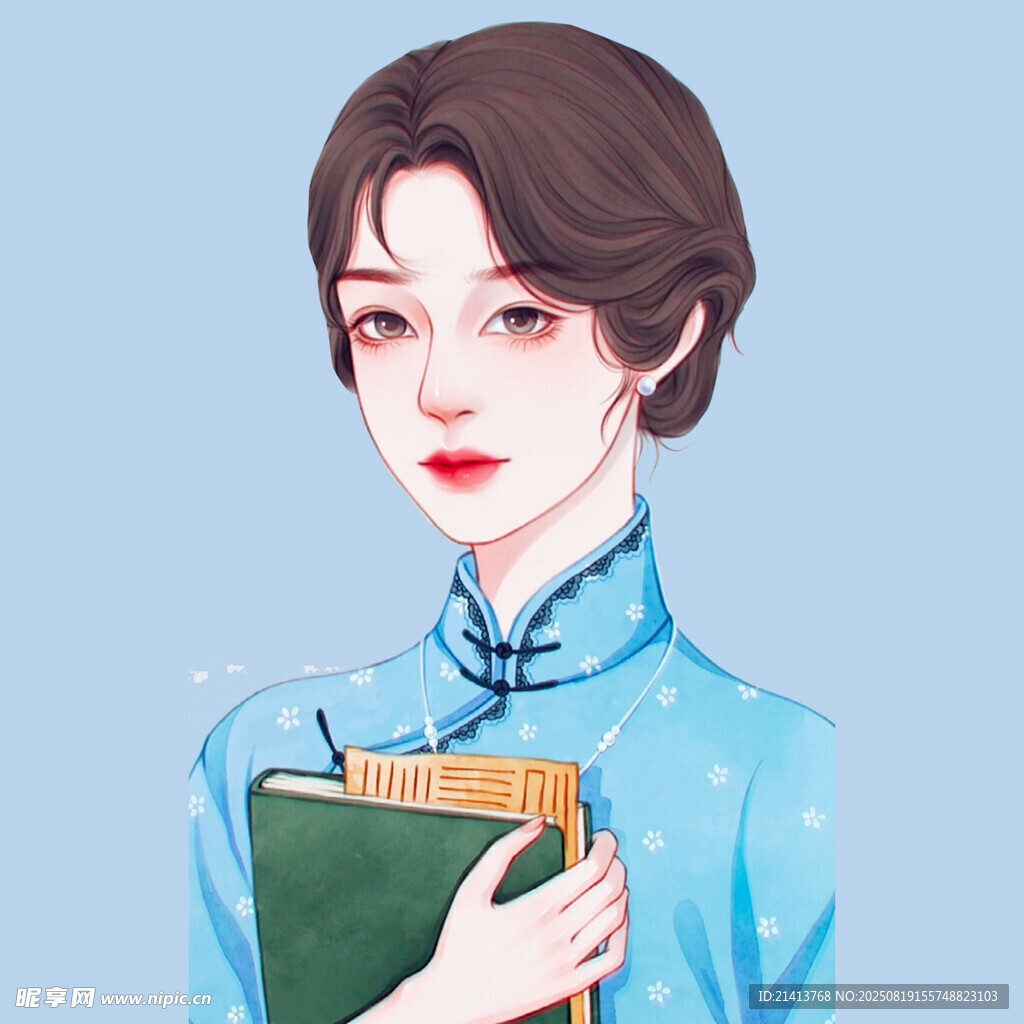持書旗袍少女