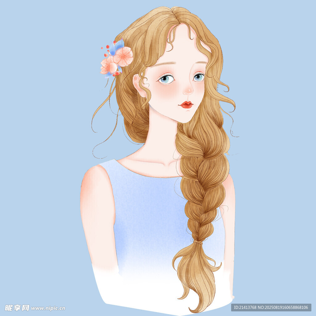 長發(fā)女孩插畫 清新甜美風(fēng)