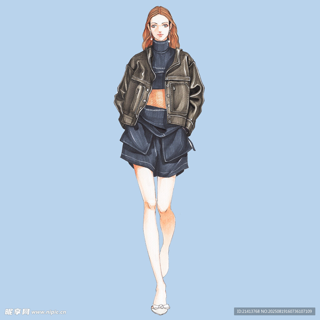 時(shí)尚女性穿搭插畫