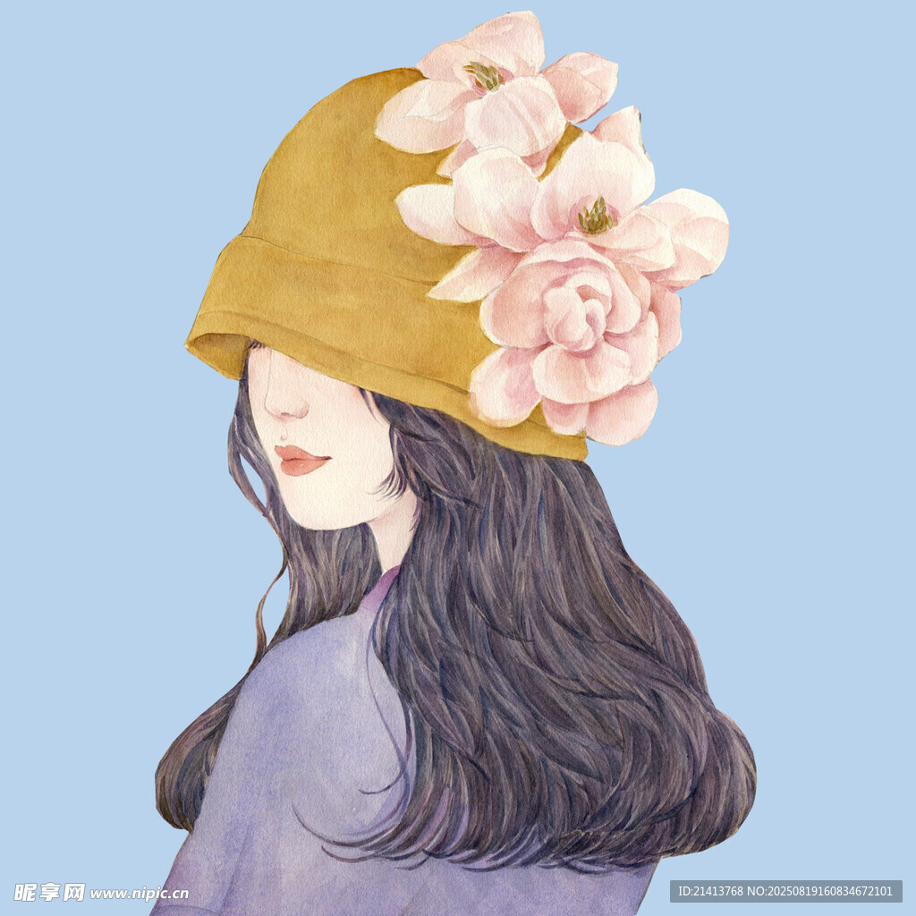 戴花帽的長發(fā)女子