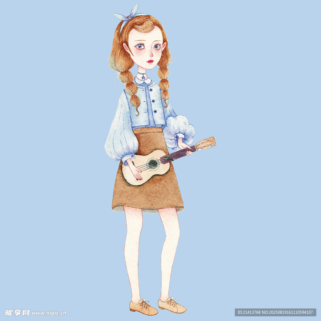 彈尤克里里的紅發(fā)女孩