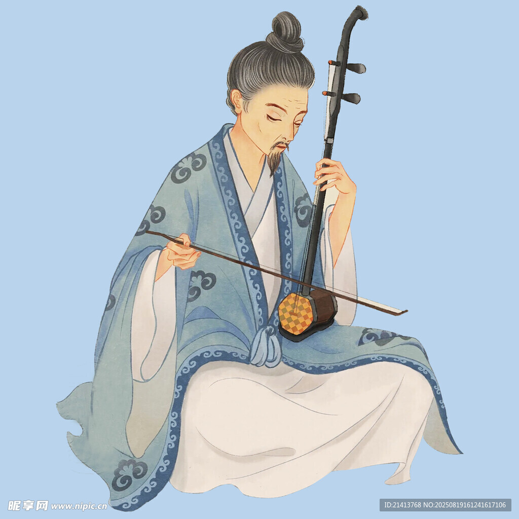 古裝女子優(yōu)雅彈奏胡琴