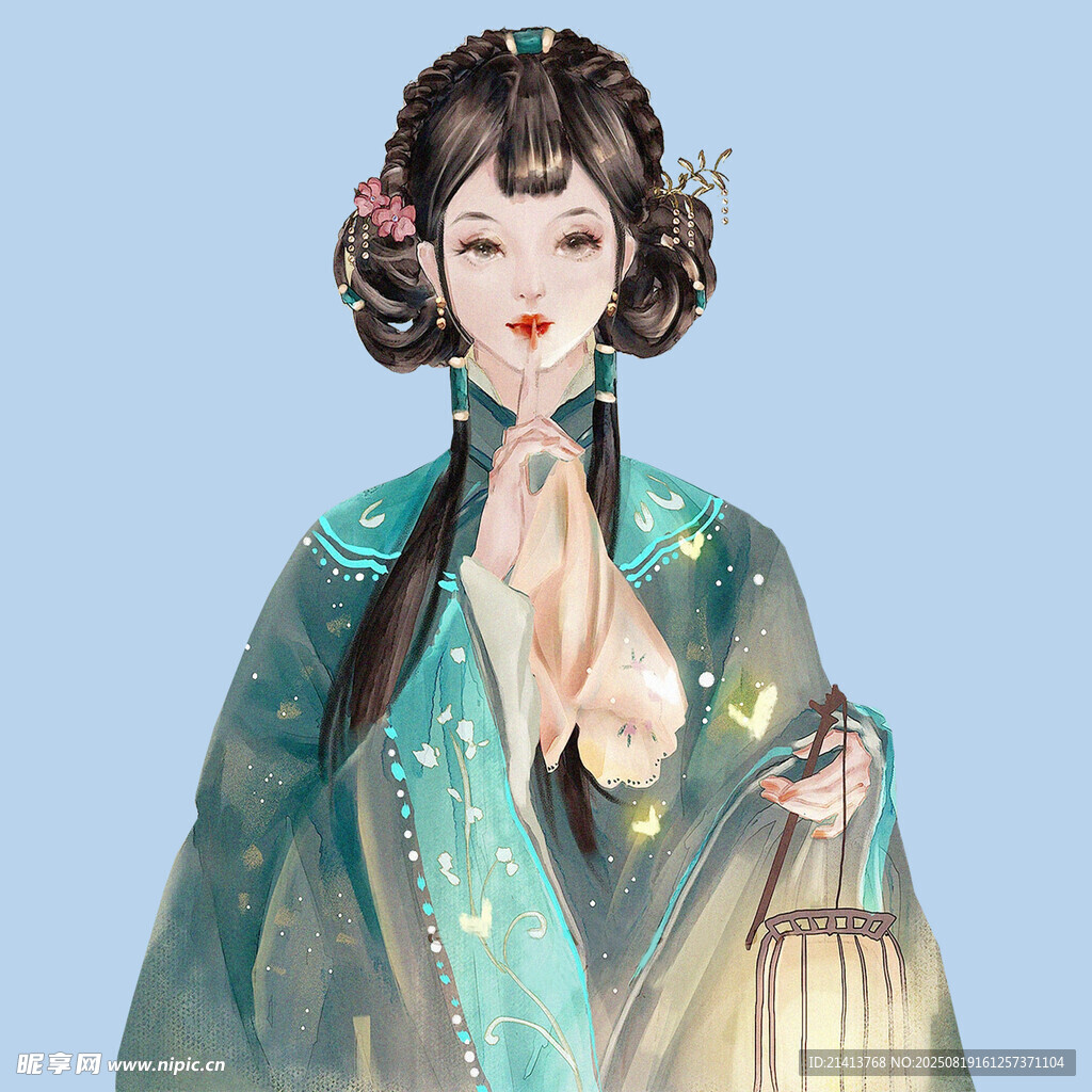 古風(fēng)持燈漢服女子形象