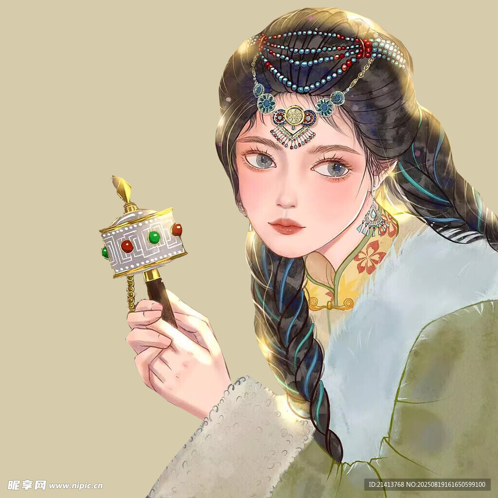 手持法器的古風(fēng)神秘女子