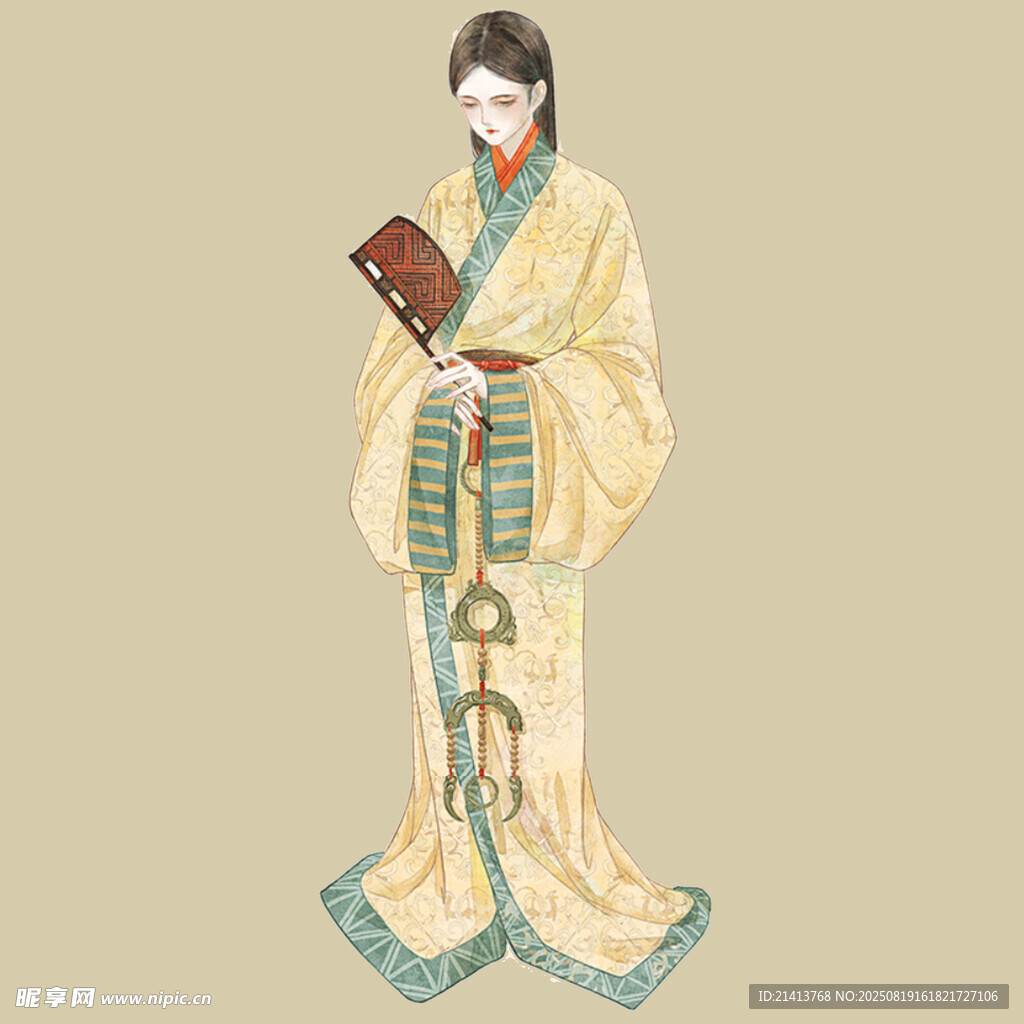古風女子持書典雅形象