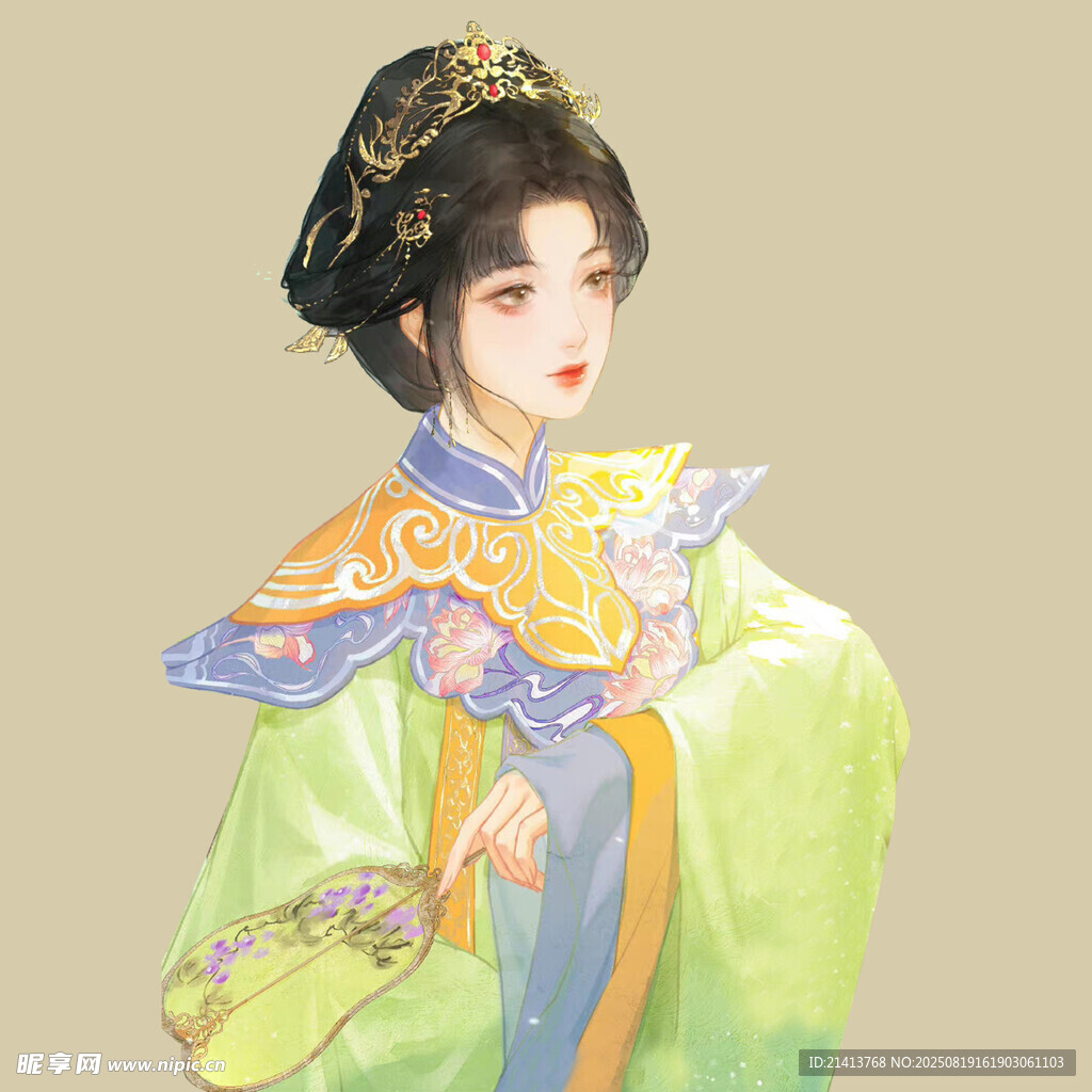 古風(fēng)佳人 華服持扇展古韻