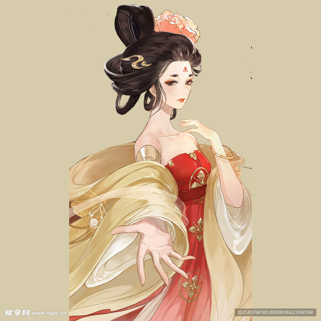 古風紅衣佳人優(yōu)雅身姿