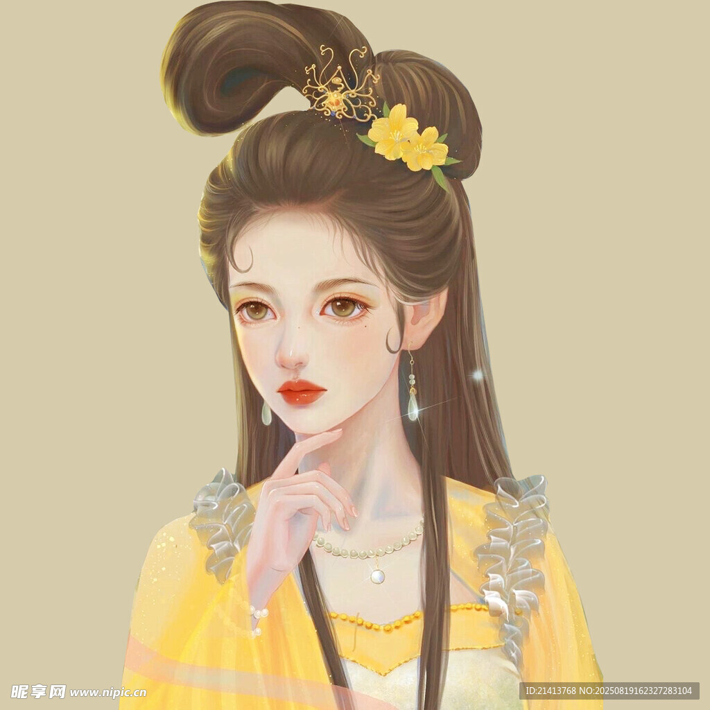 古風(fēng)黃衣女子優(yōu)雅造型