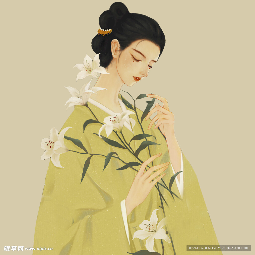 古風(fēng)女子聞花圖