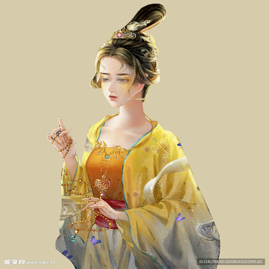 古風(fēng)美人持物優(yōu)雅而立