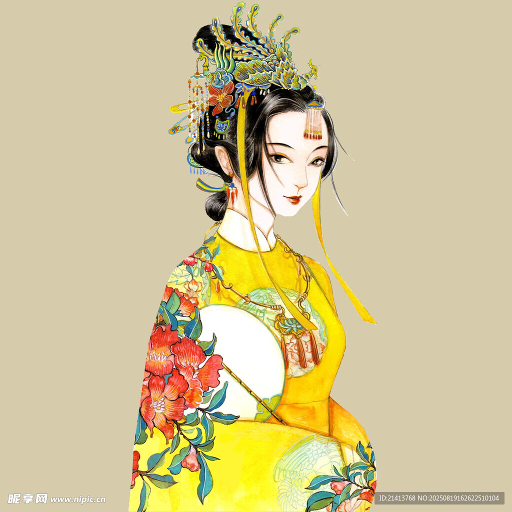 古典華服女子優(yōu)雅畫像
