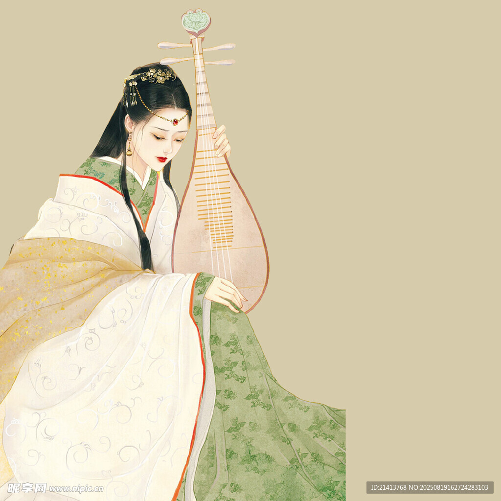 古風(fēng)琵琶女子優(yōu)雅姿態(tài)