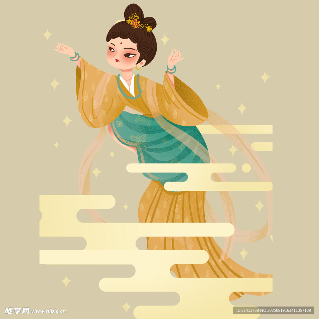 敦煌飛天仙女插畫