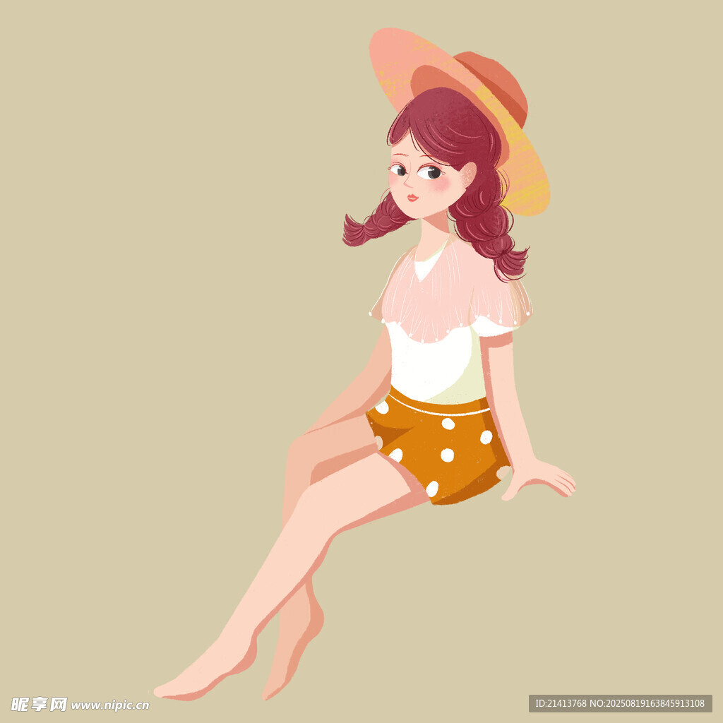 夏日俏皮女孩優(yōu)雅坐姿