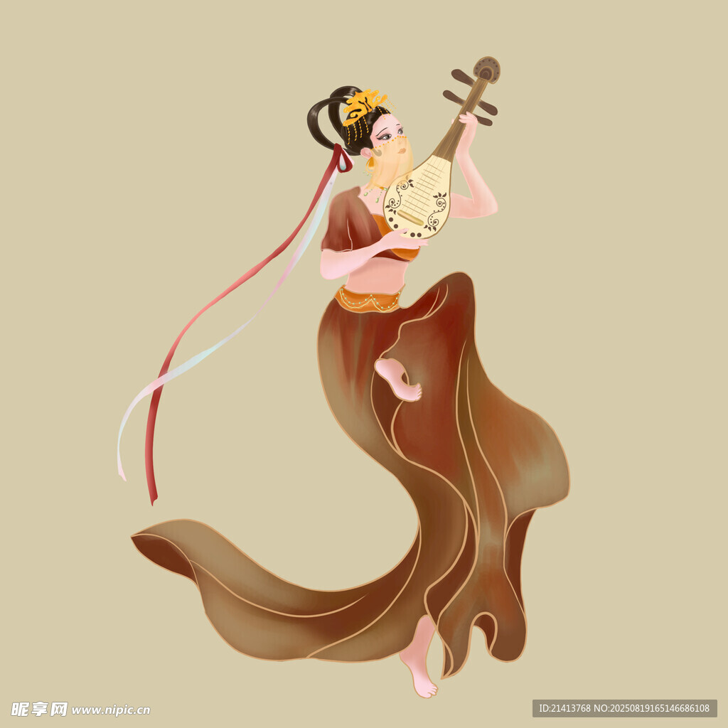 飛天神女彈阮圖