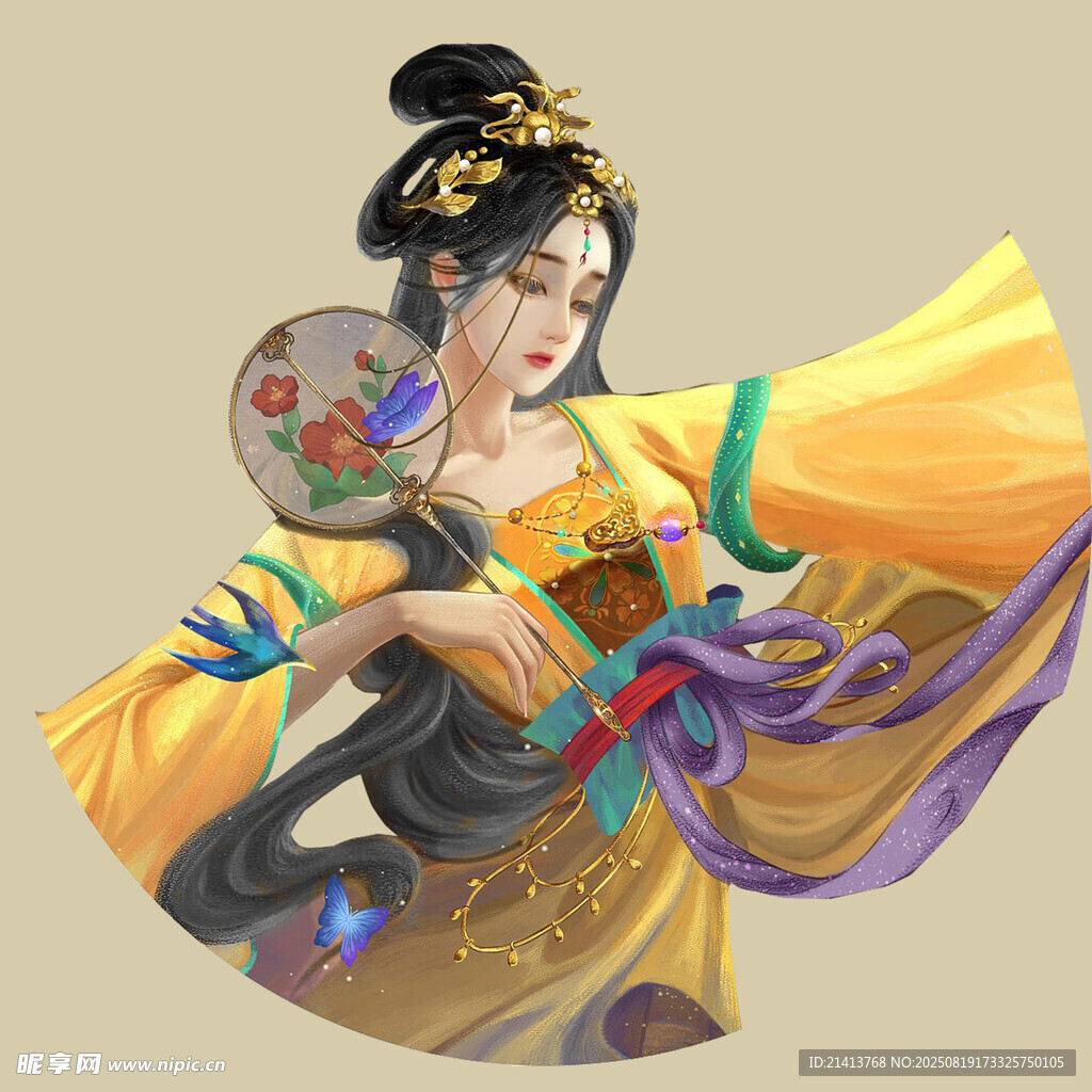 古風(fēng)華麗持扇古典美人