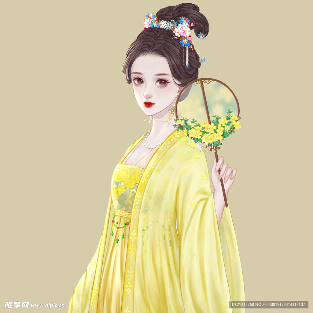 古風(fēng)美人持扇優(yōu)雅裝扮