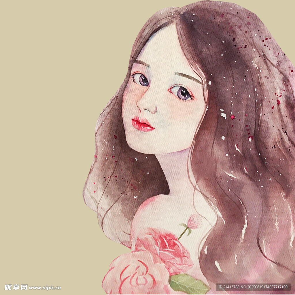 長發(fā)捧花的夢幻少女