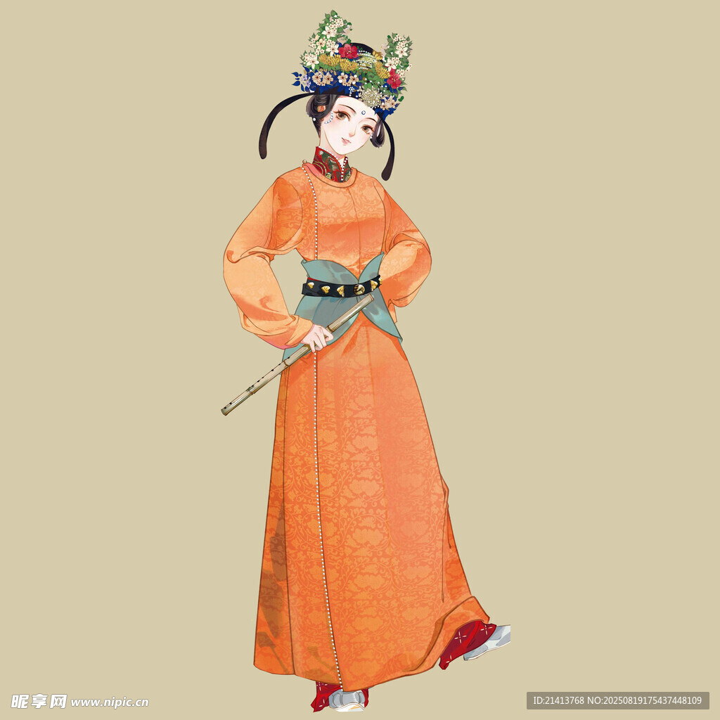 唐代仕女形象 手持長鞭