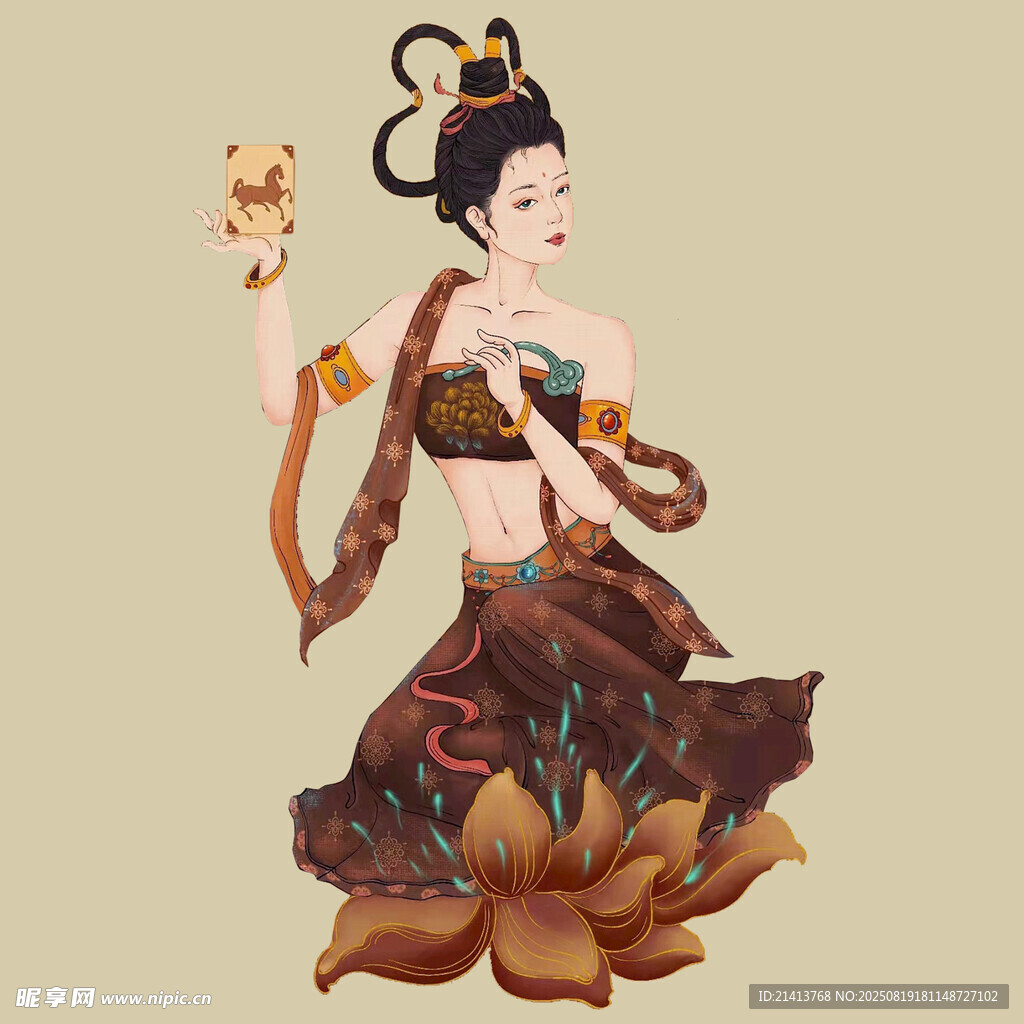 敦煌飛天仙女形象插畫