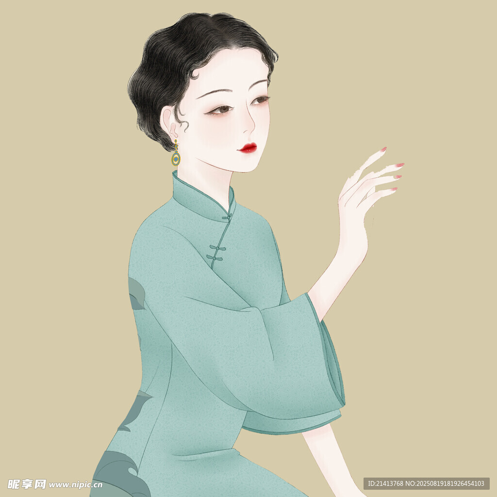 身著旗袍的優(yōu)雅東方女子