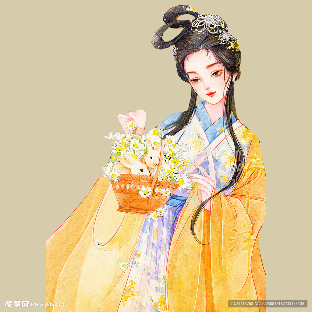 古風(fēng)持花古裝女子
