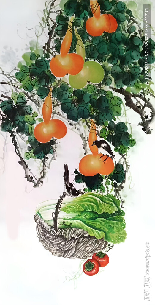 國畫葫蘆蔬果圖