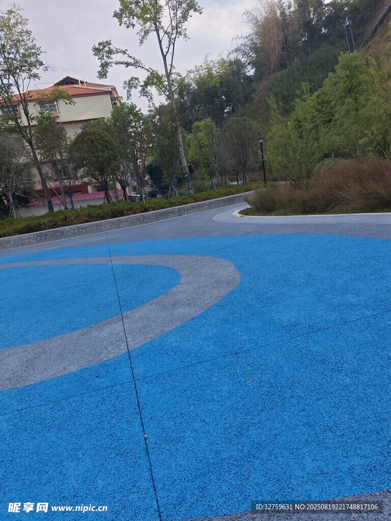 戶外藍色透水地面景觀