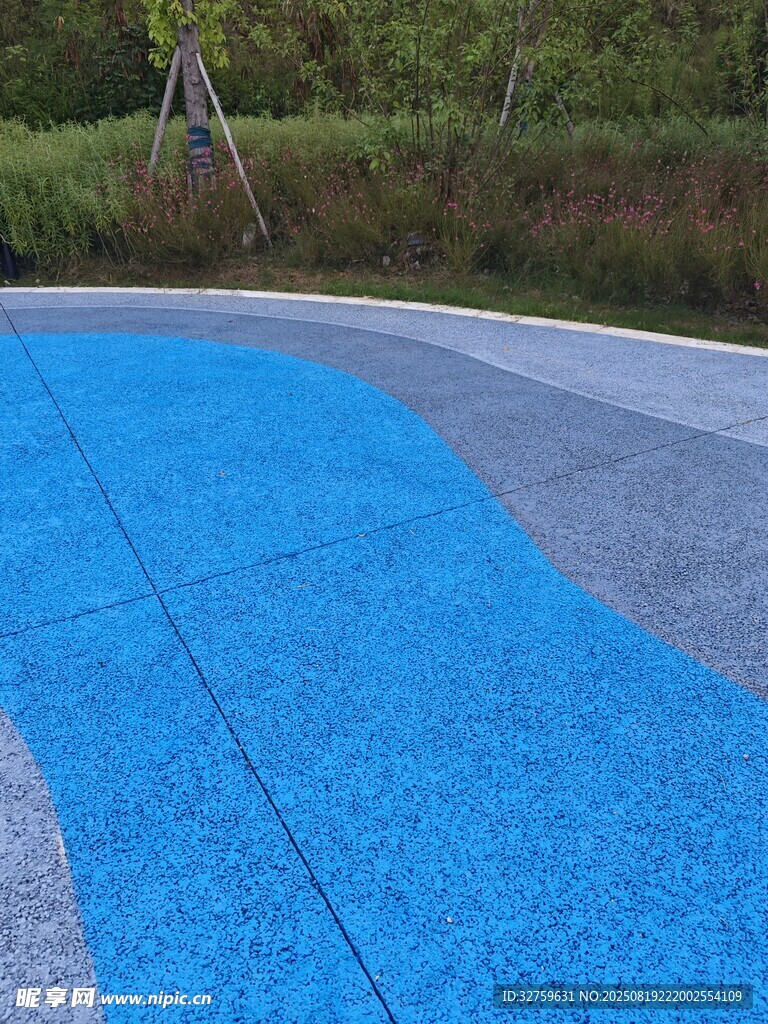 藍(lán)色戶外塑膠地面場景