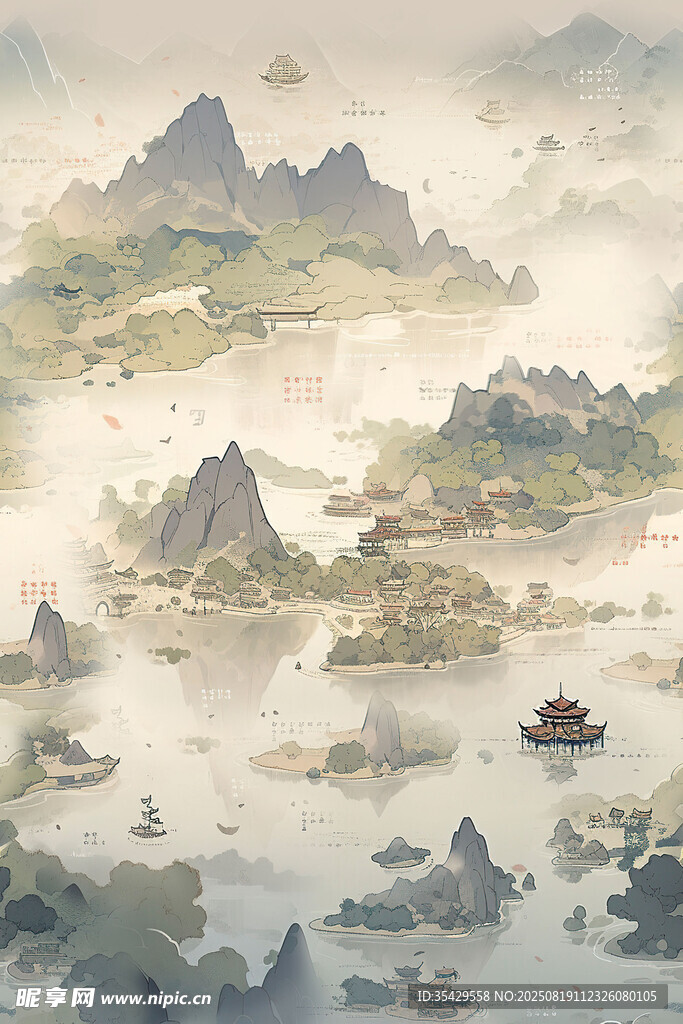 水墨山水間的詩(shī)意泛舟景
