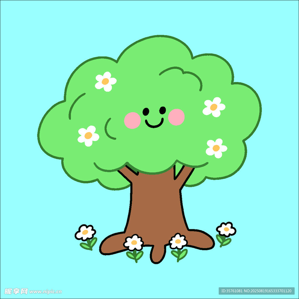 卡通大樹創(chuàng)意抽象兒童手繪插畫