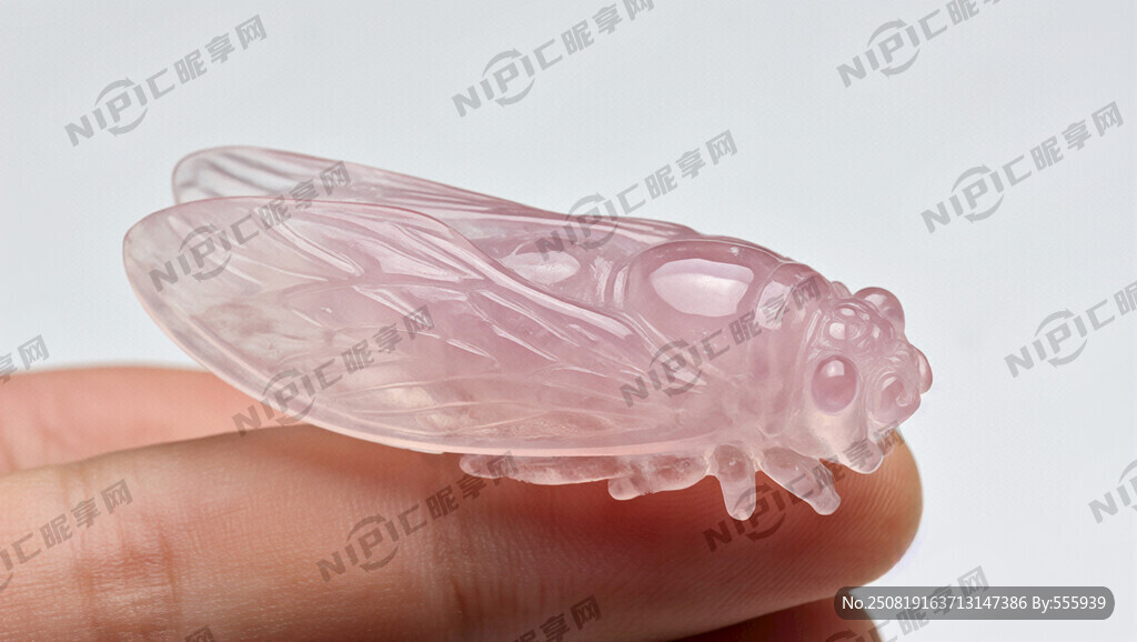 用粉水晶石 生成一個蟬的形象