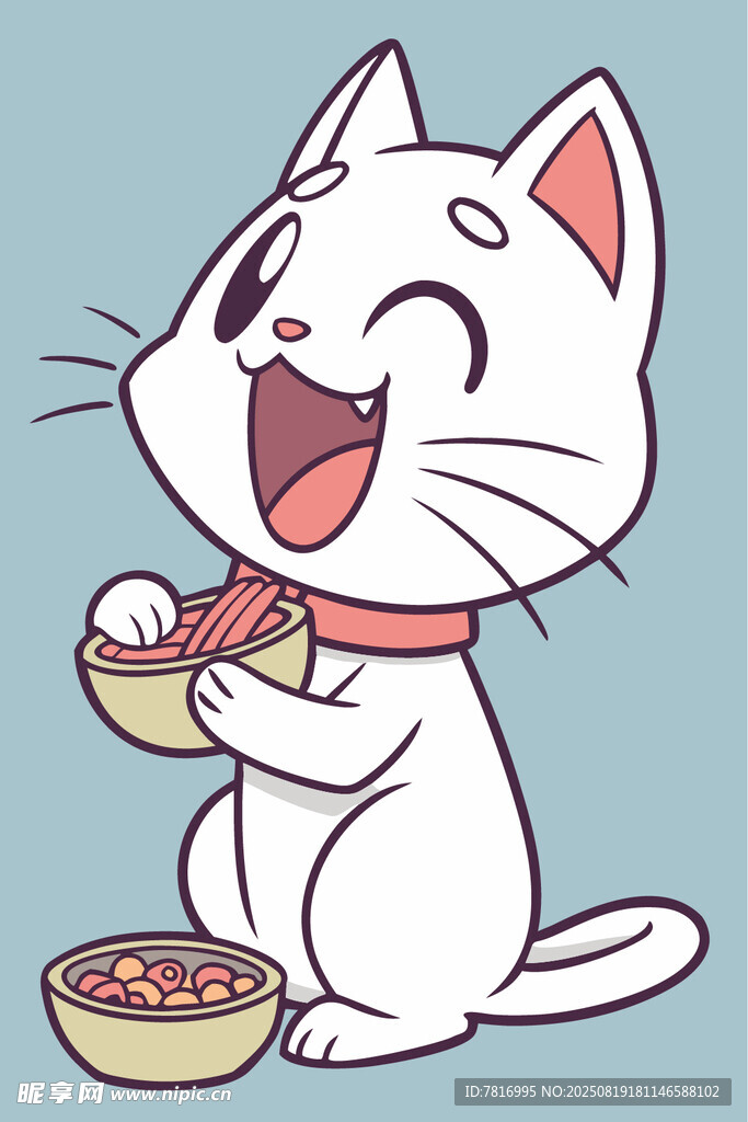 可愛貓咪開心吃美食
