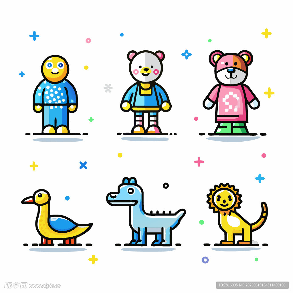 可愛卡通動物與人物形象