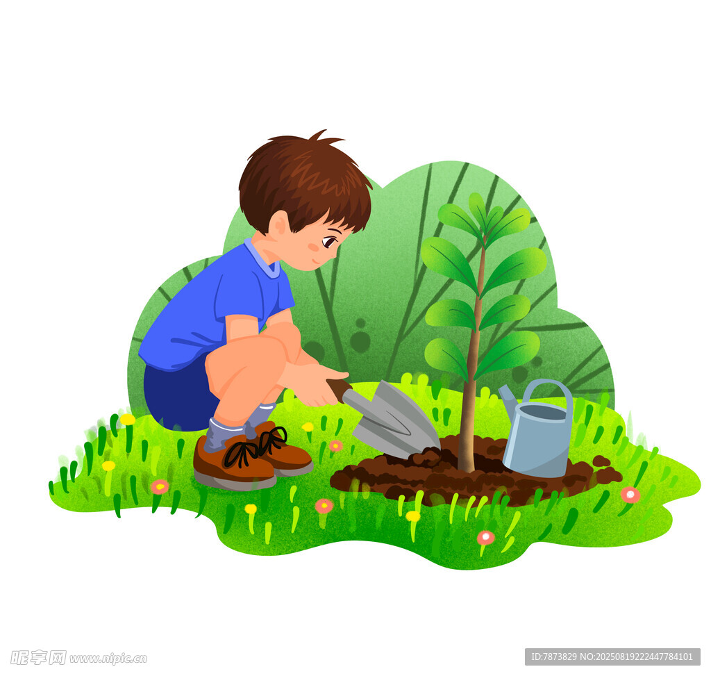 植樹(shù)節(jié)植樹(shù)的小男孩