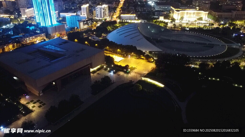 天津文化中心 音樂噴泉 航拍