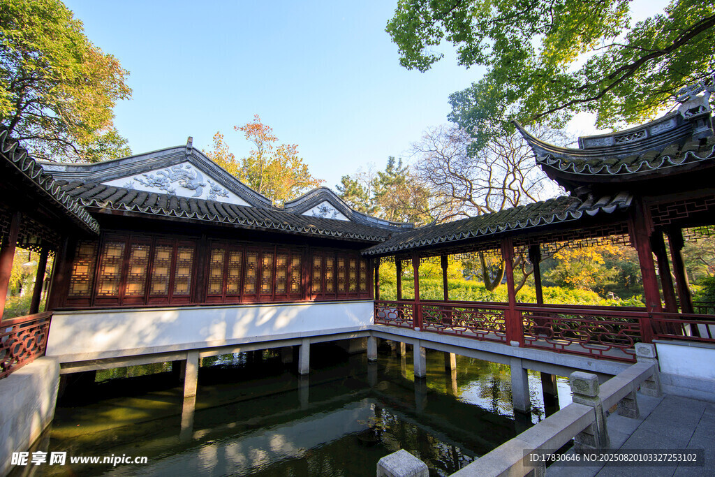 中式古典園林水榭景觀