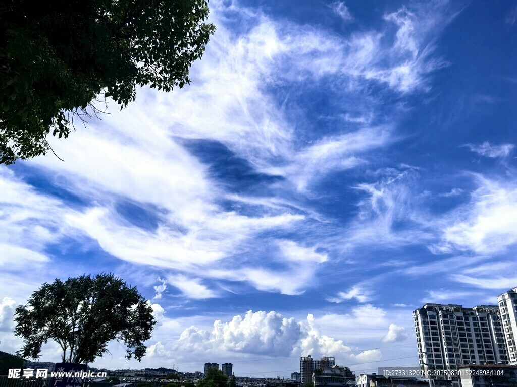 藍(lán)天白云下的城市風(fēng)景