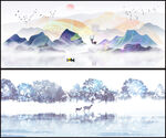 水墨山水意境風(fēng)景插畫