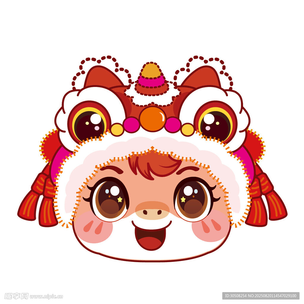 可愛(ài)小馬舞獅頭套卡通小女孩