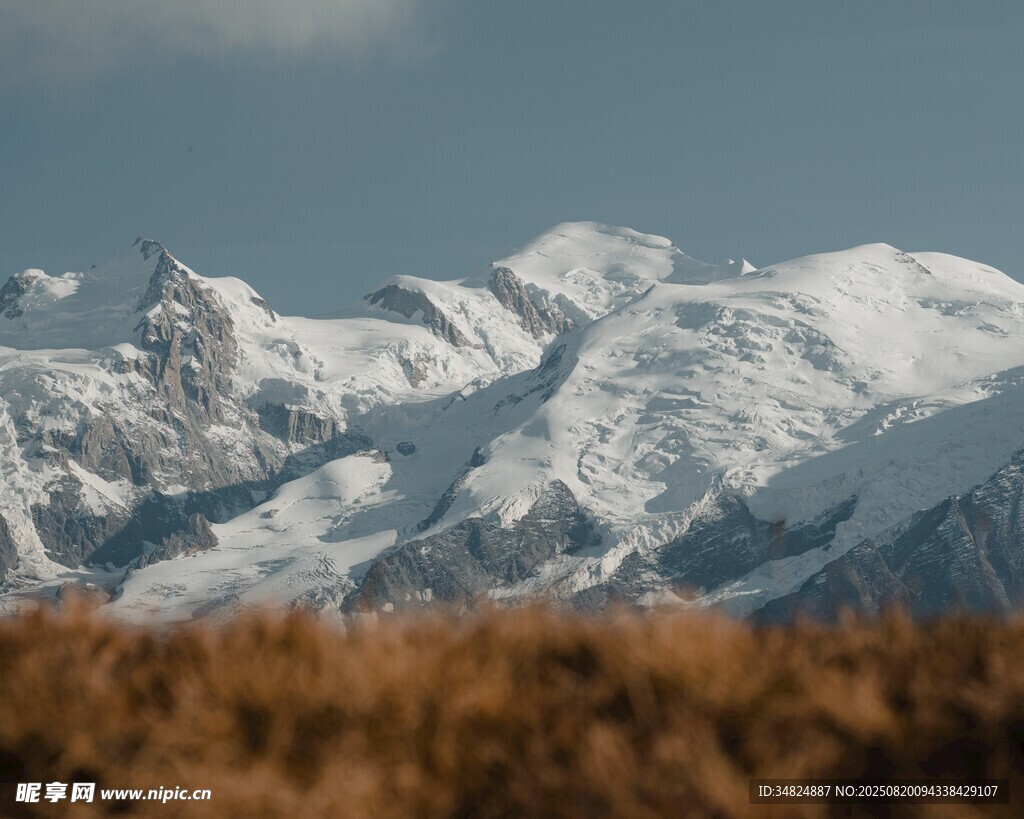 雪山下的草地風光