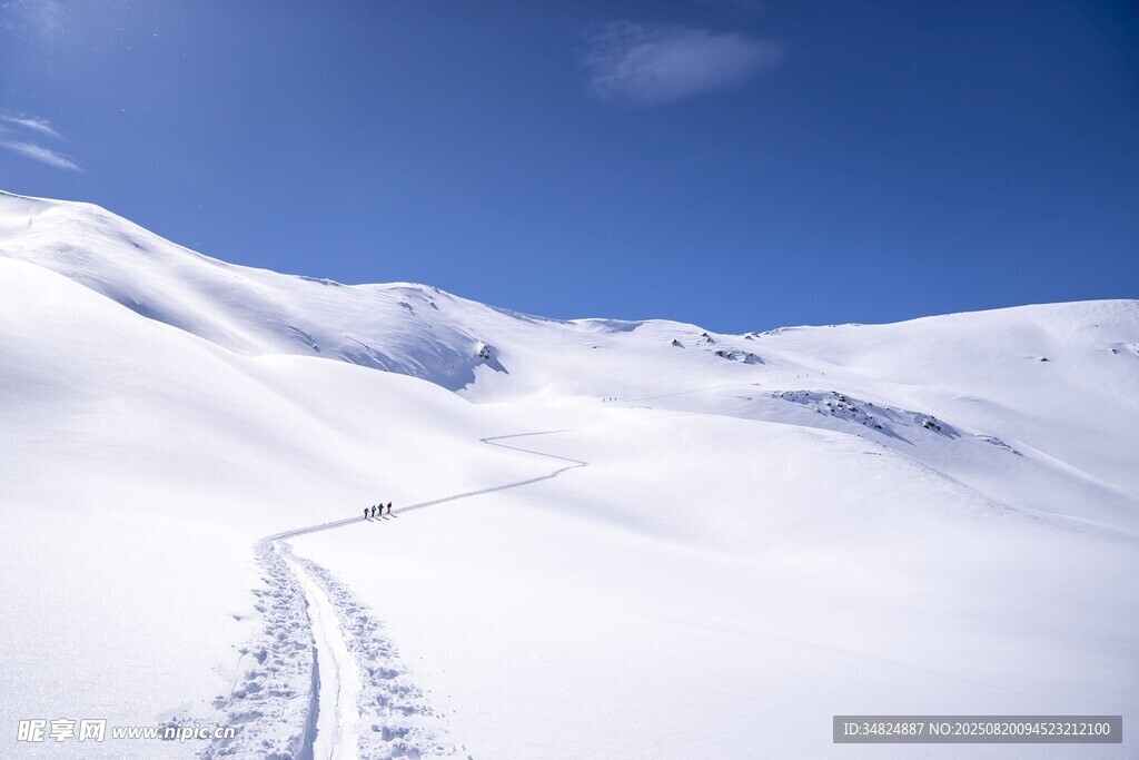 雪嶺上的蜿蜒車轍