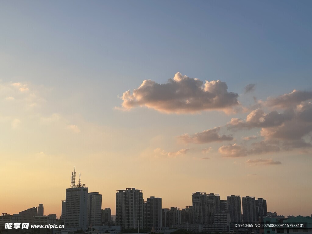 城市黃昏天際線美景