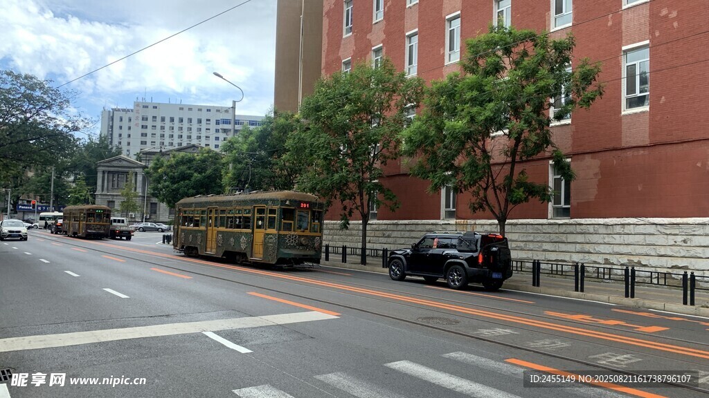 建筑有軌電車街道老電車歷史遺跡